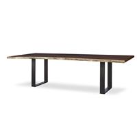 108" Guan Slab Dining Table - Oiled Bronze Strap Base