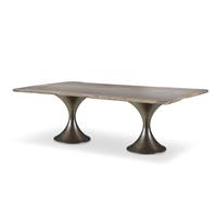 130" Guan Slab Dining Table - Bronze Hourglass Base
