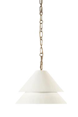 Halo Double Shade 15" Deep Pendant - Aged Brass/Linen Shade