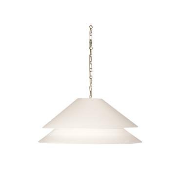Halo Double Shade 18" Shallow Pendant - Soft Brass/Linen